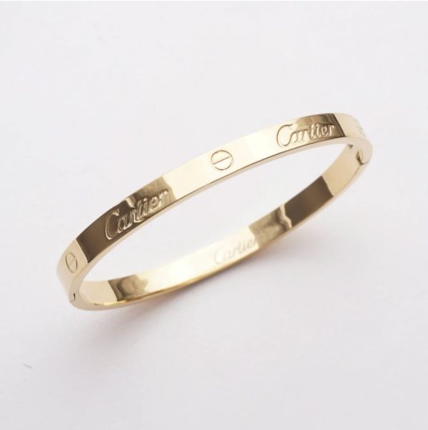 Cartier Inspired Stainless Steel Stamped Bracelet
